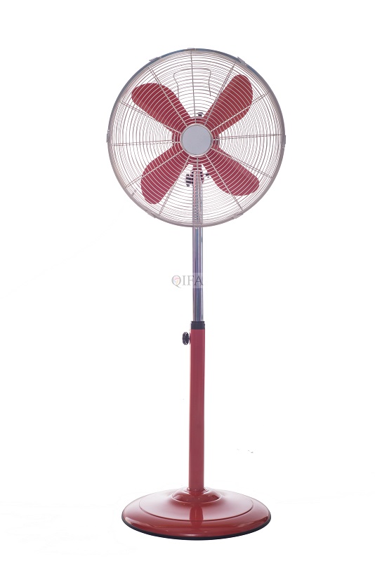 Pedestal metal fan,  red metal fan